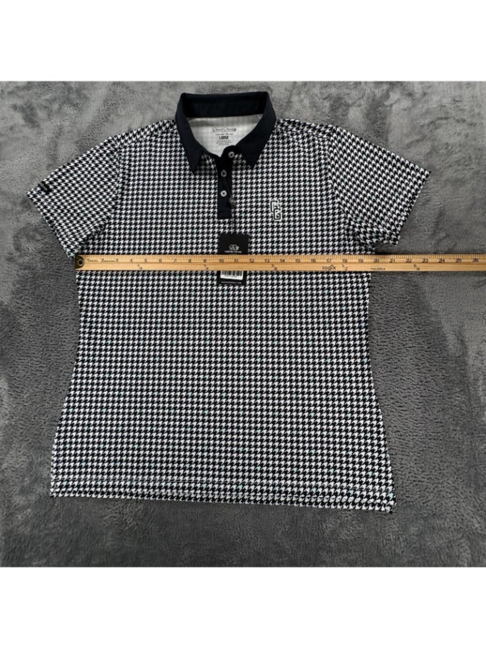 Good Good Golf High Key Polo Womens L Houndstooth Black White NWT GG339-L - Picture 8 of 9